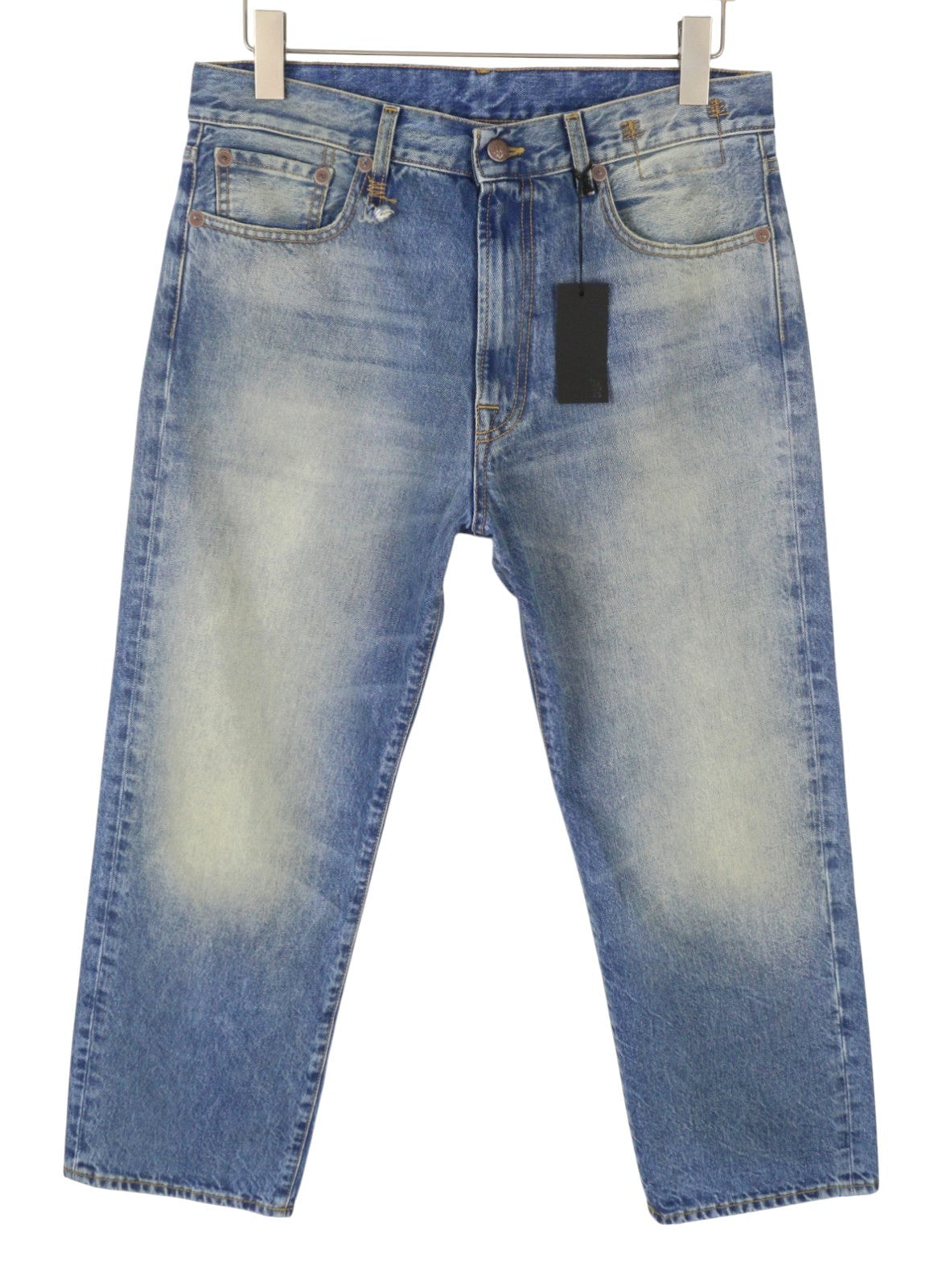 R13 Boyfriend Women Jeans 29 Jasper Cropped Whiskers Faded Blue SS26