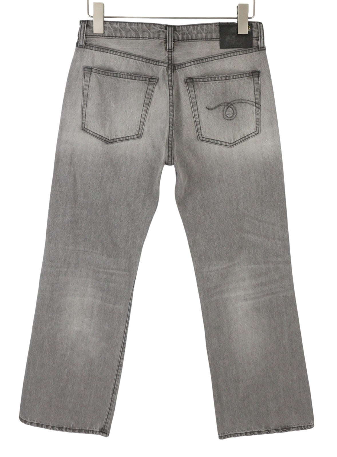 R13 Joan Cropped Flare Women Jeans 27 Ashen Black Whiskers Faded Zip SS26