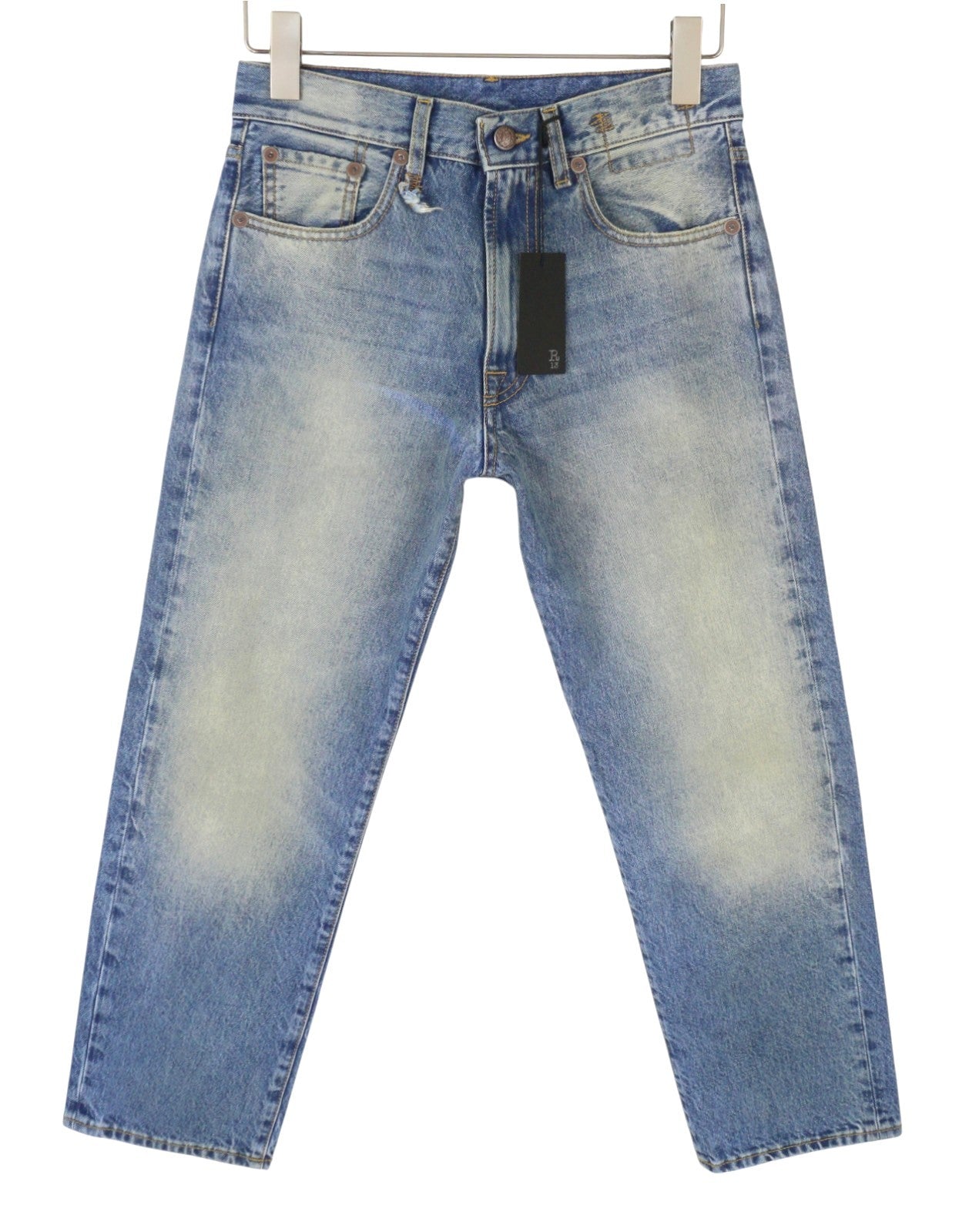 R13 Boyfriend Women Jeans 24 Jasper Cropped Whiskers Faded Blue SS26