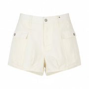R13 Bubble Skort Women Shorts 25 White Linen Patch Pockets Button Fly SS26