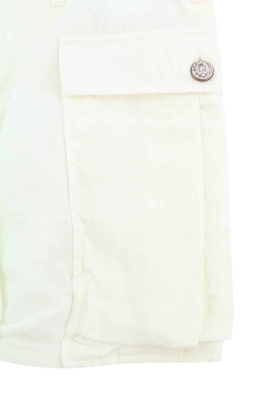 R13 Bubble Skort Women Shorts 25 White Linen Patch Pockets Button Fly SS26