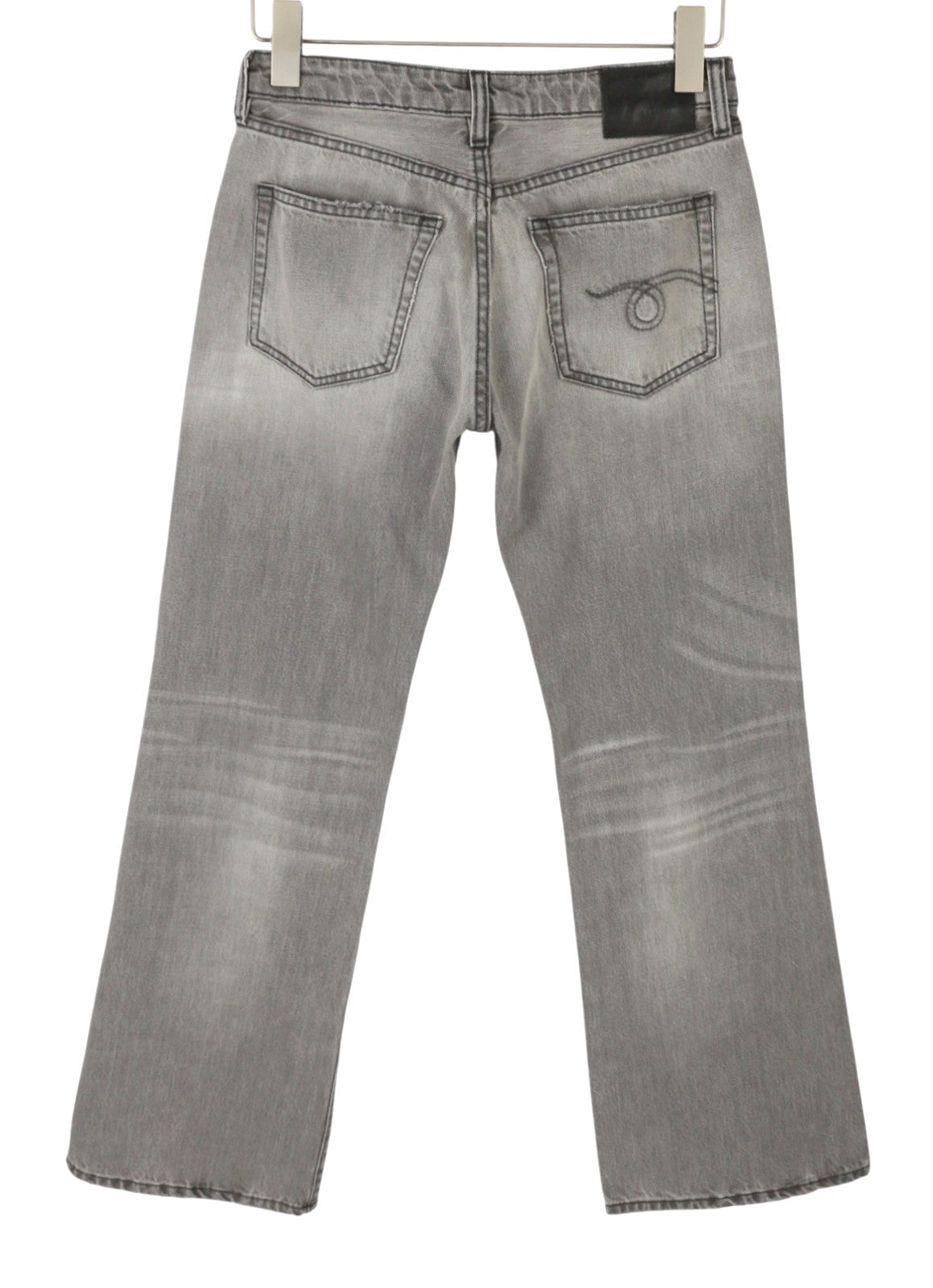 R13 Joan Cropped Flare Women Jeans 25 Ashen Black Whiskers Faded Zipper SS26