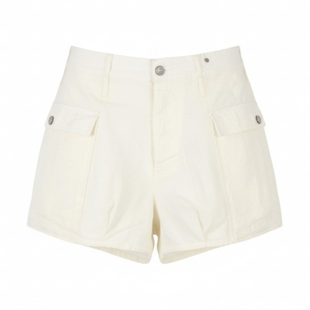 R13 Bubble Skort Women Shorts 28 White Linen Patch Pockets Button SS26