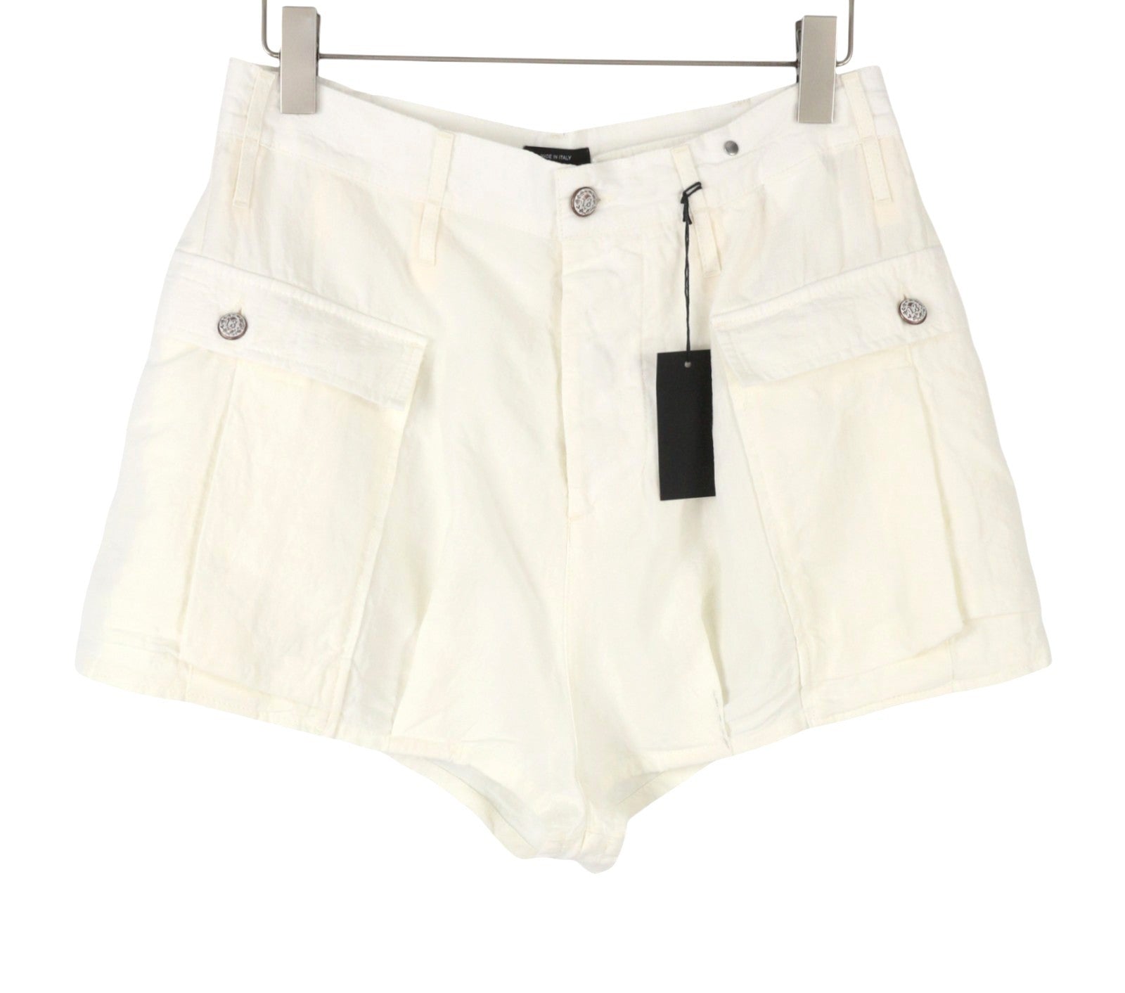 R13 Bubble Skort Women Shorts 28 White Linen Patch Pockets Button SS26