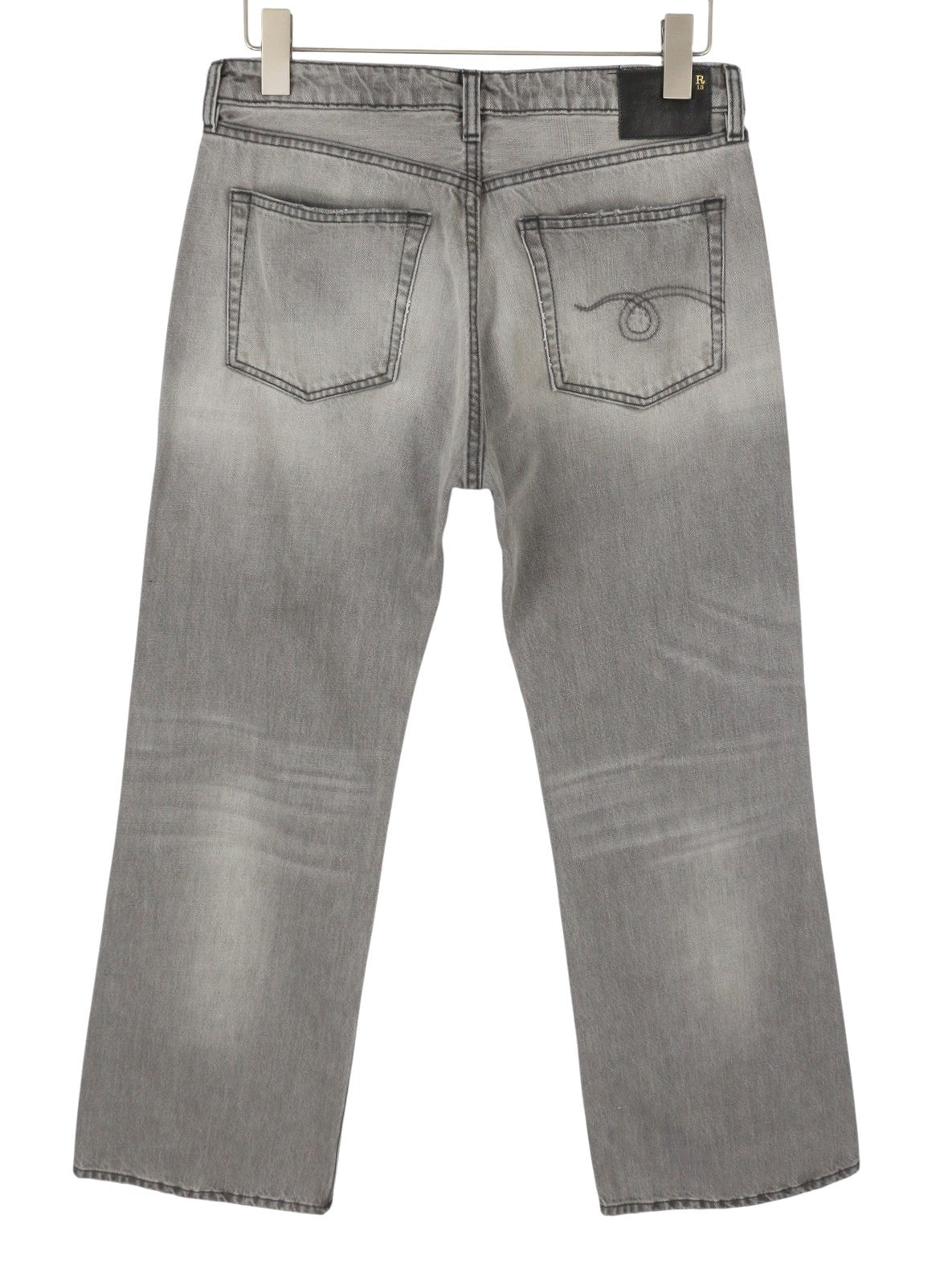 R13 Joan Cropped Flare Women Jeans 28 Ashen Black Whiskers Faded Zipper SS26