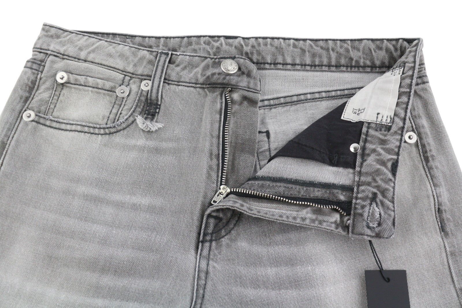 R13 Joan Cropped Flare Women Jeans 28 Ashen Black Whiskers Faded Zipper SS26