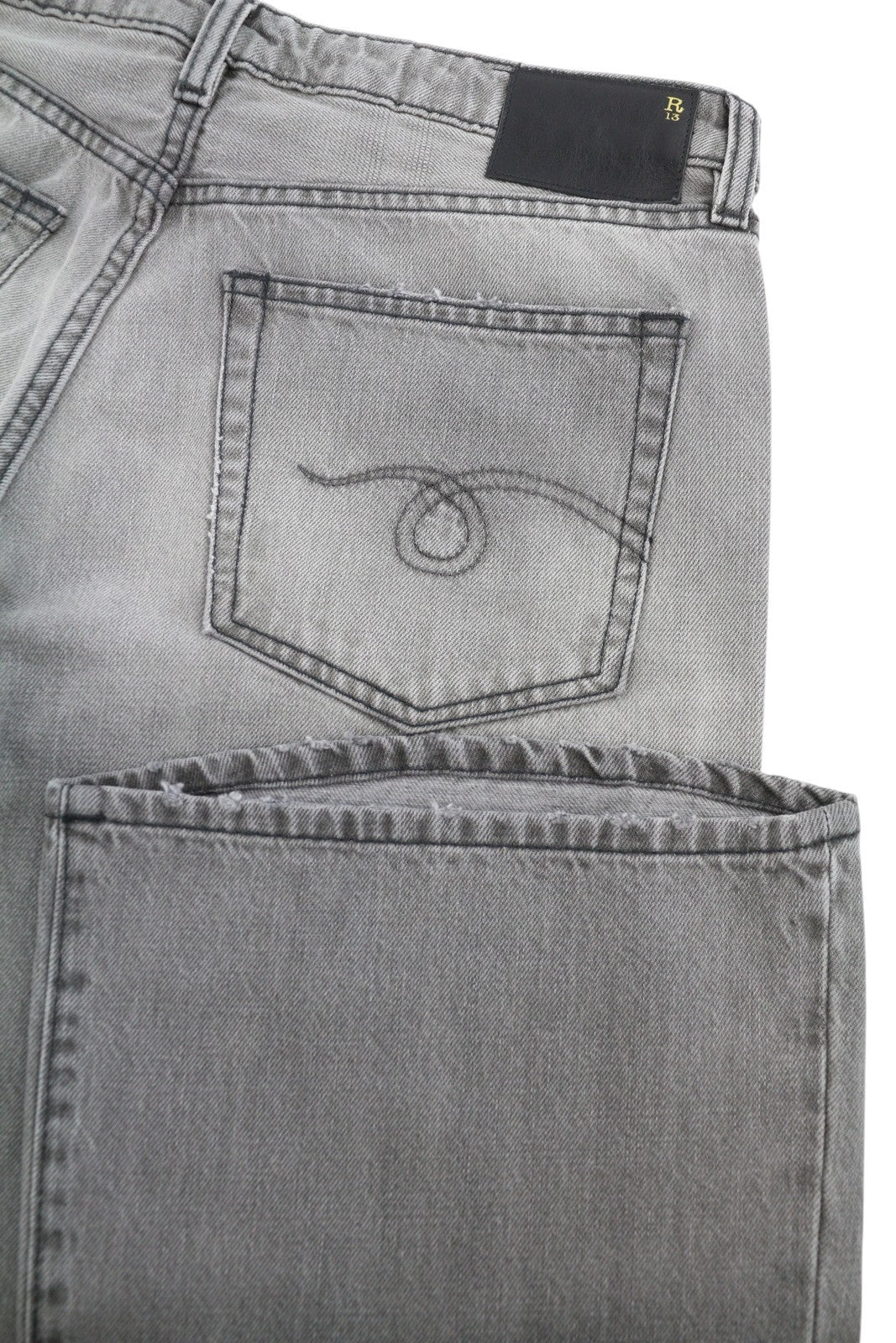 R13 Joan Cropped Flare Women Jeans 28 Ashen Black Whiskers Faded Zipper SS26
