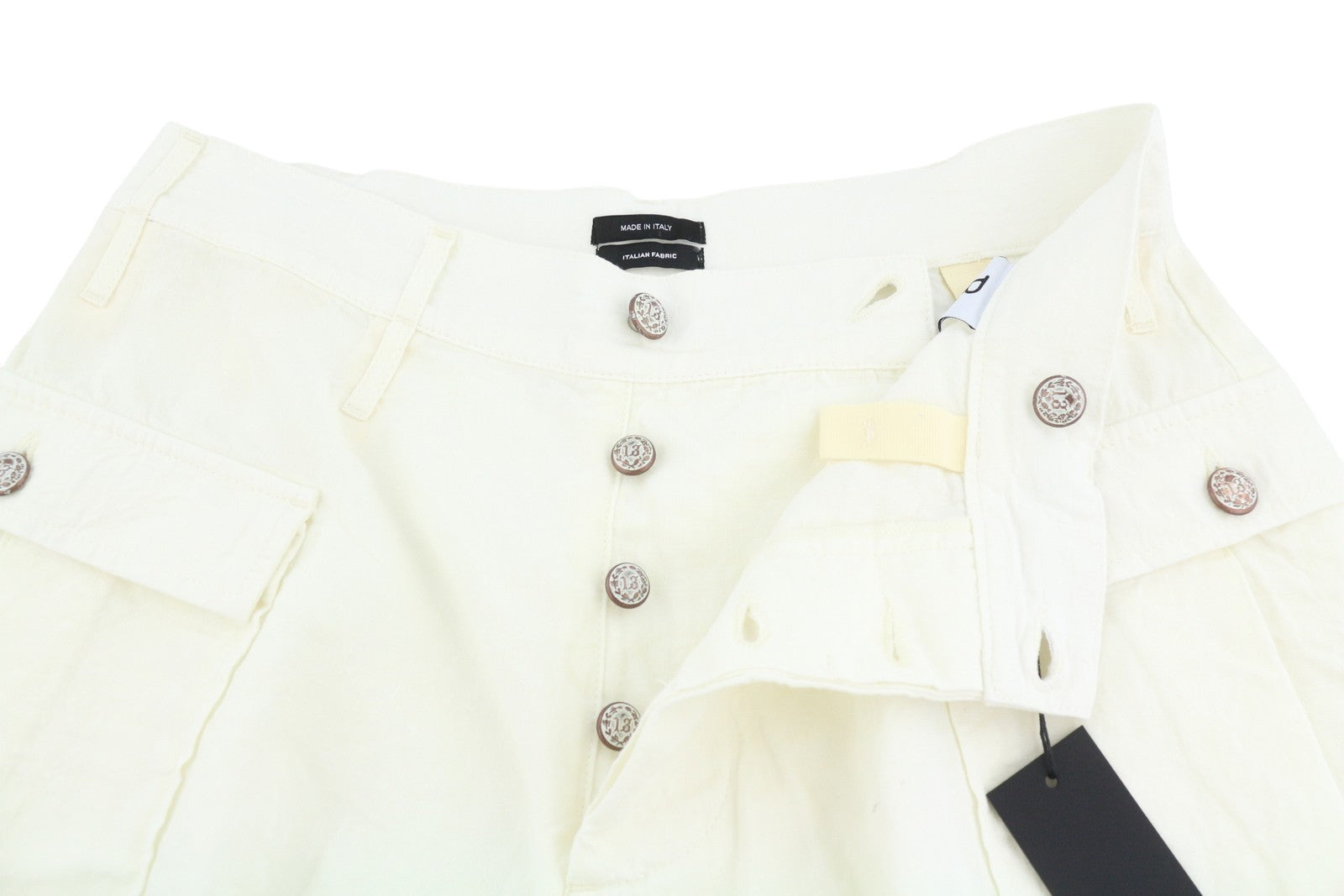R13 Bubble Skort Women Shorts 28 White Linen Patch Pockets Button Fly SS26