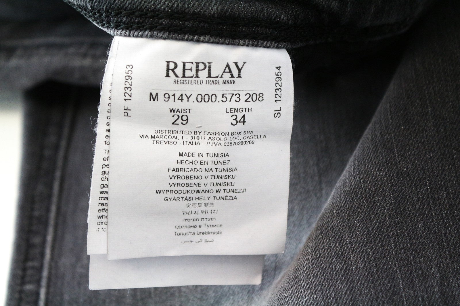 REPLAY Anbass Men Jeans W29/L34 Slim Fitted Grey Aged Look Wash Denim Casual