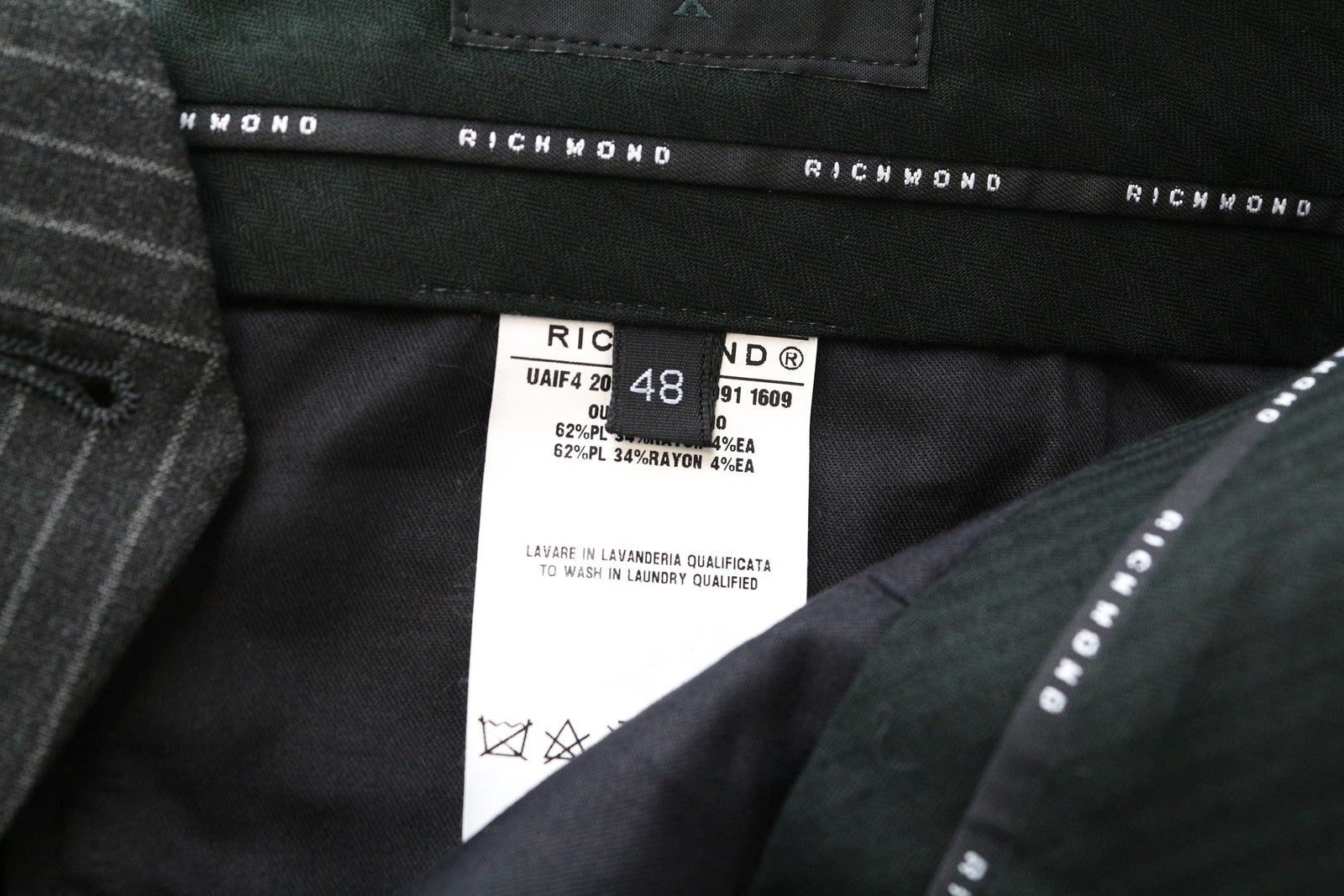 RICHMOND  Men Trousers 48 Striped Chino-Styled Straight Fit Formal Zip-Fly