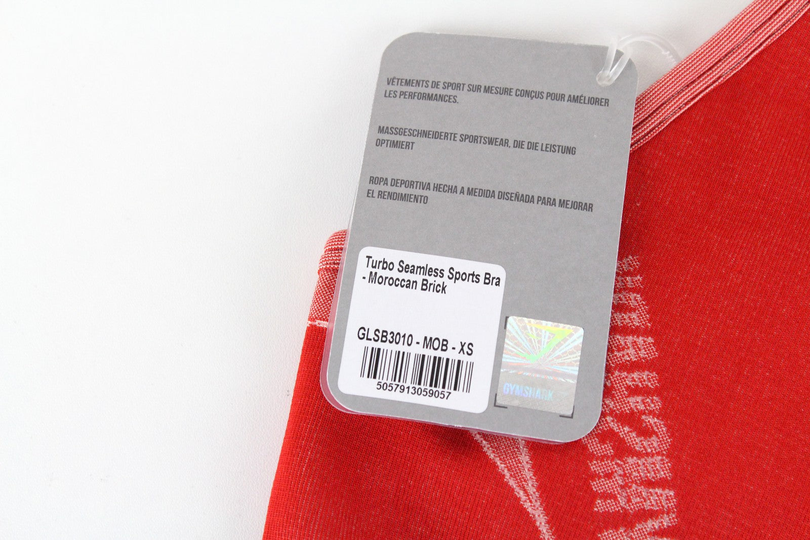 GYMSHARK Turbo Women Sport Bra XS Red Stretch Seamless Logo Activewear Gym