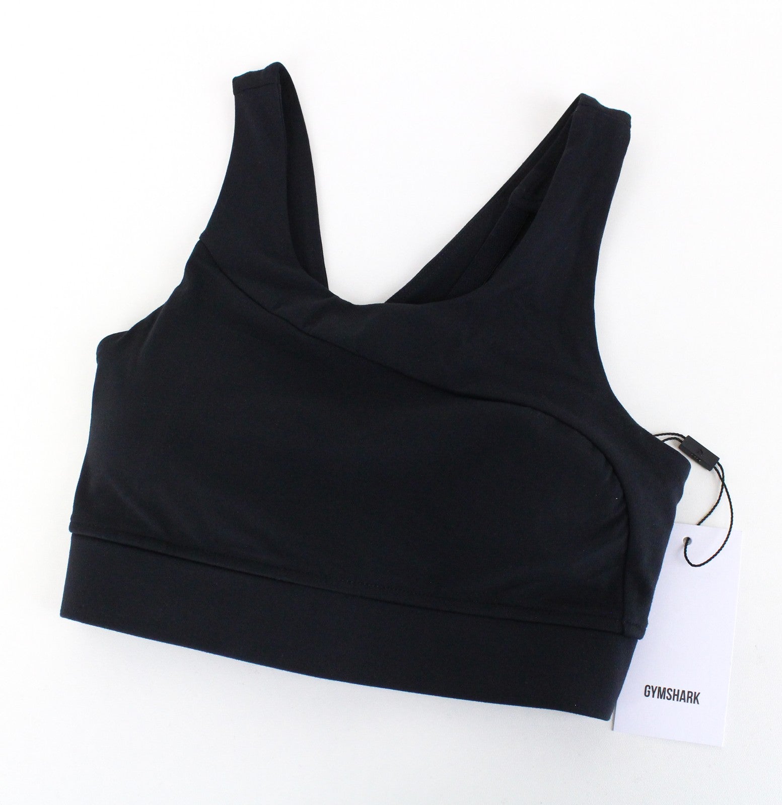 GYMSHARK Captivate Women Sport Bra XS Black Stretch Pull On Logo Activewear