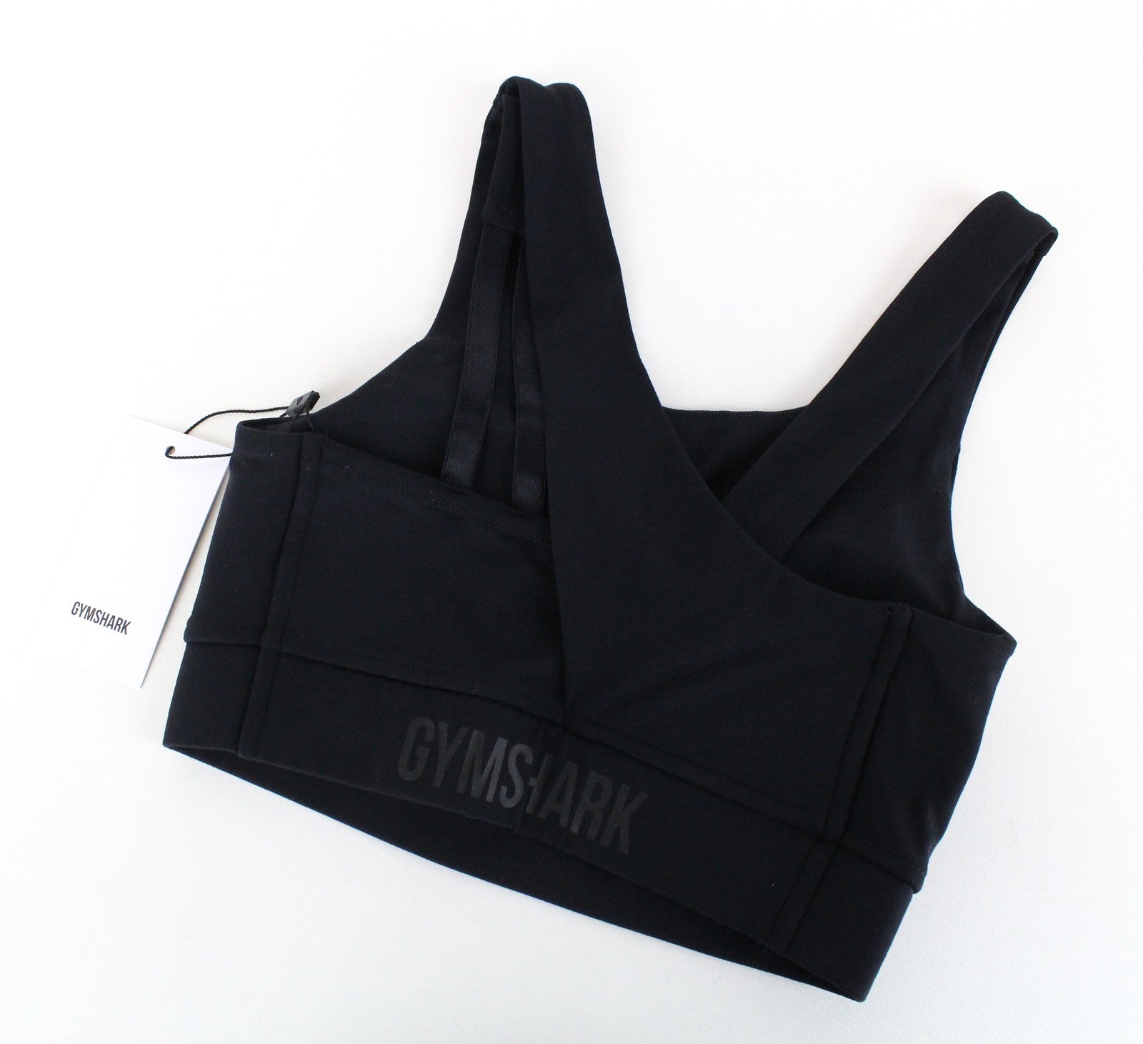 GYMSHARK Captivate Women Sport Bra XS Black Stretch Pull On Logo Activewear