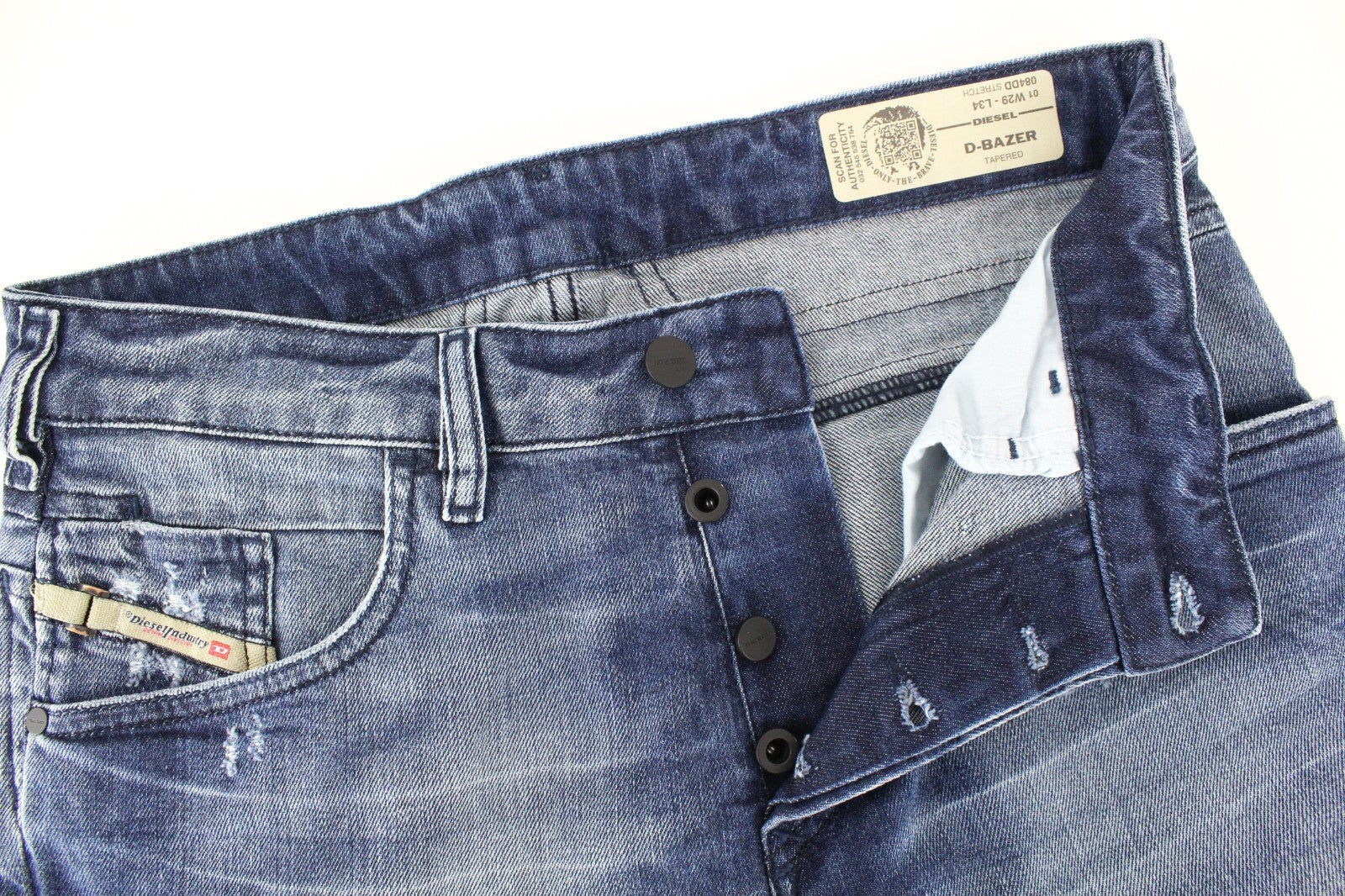 DIESEL D-Bazer 084DD Men Jeans W29/L34 Tapered Wash Cotton Stretch Blue