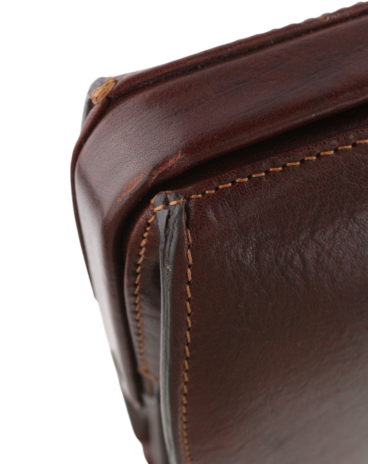 TIME RESISTANCE The Firm Men Briefcase Brown Vachetta Leather Carry Handl RRP350