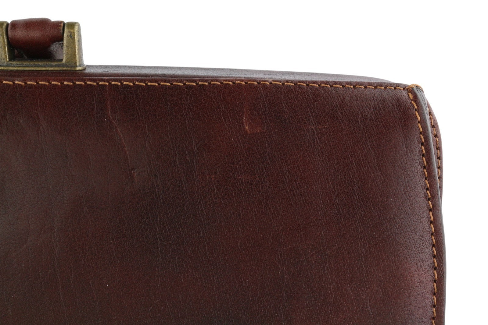 TIME RESISTANCE The Firm Men Briefcase Brown Vachetta Leather Carry Handl RRP350