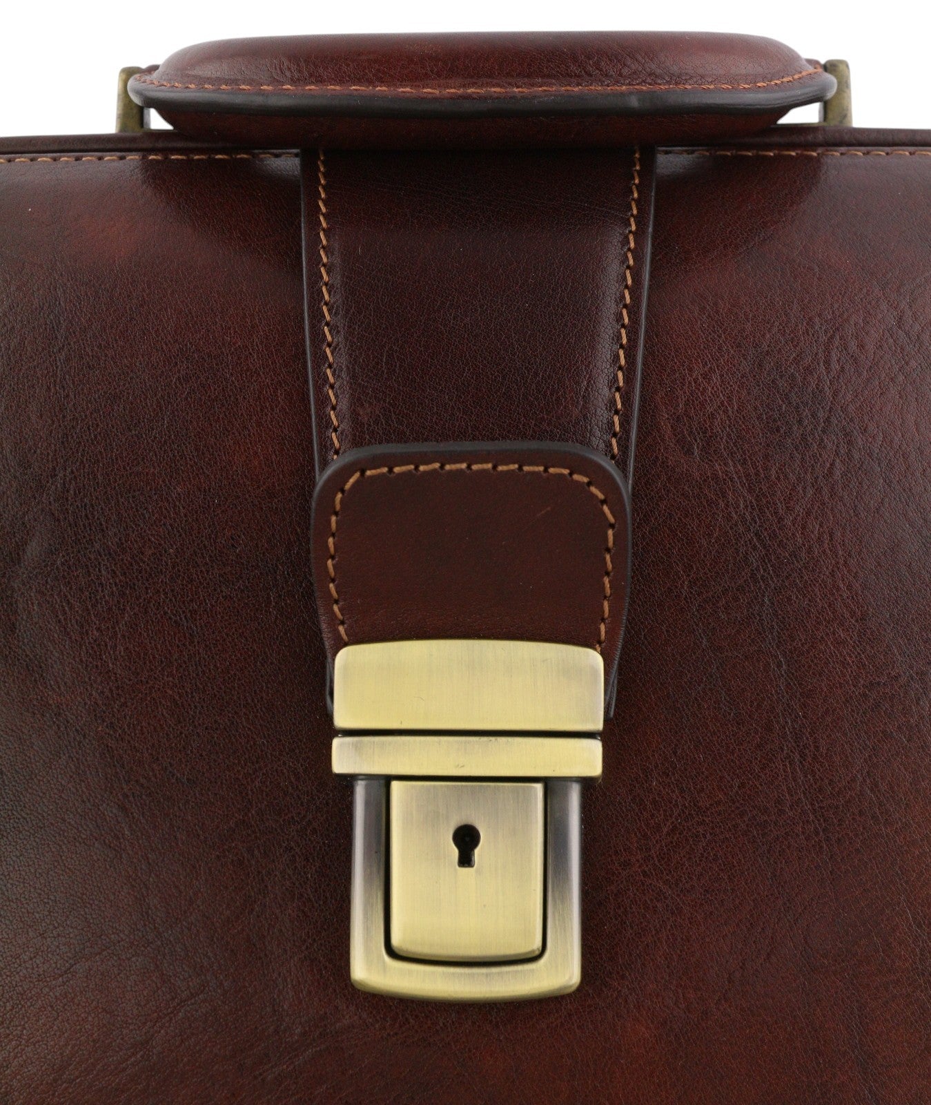TIME RESISTANCE The Firm Men Briefcase Brown Vachetta Leather Carry Handl RRP350