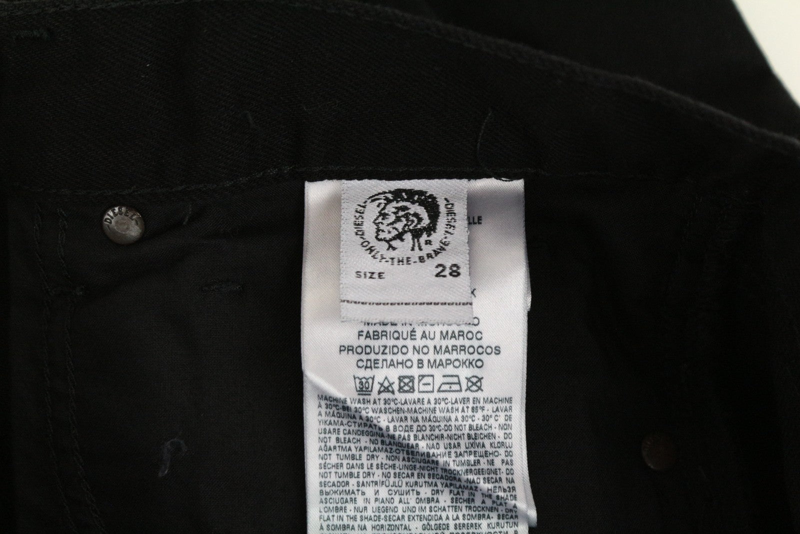 DIESEL Mharky 084WR Men Jeans W28/L30 Black Pure Cotton Slim Skinny Distressed
