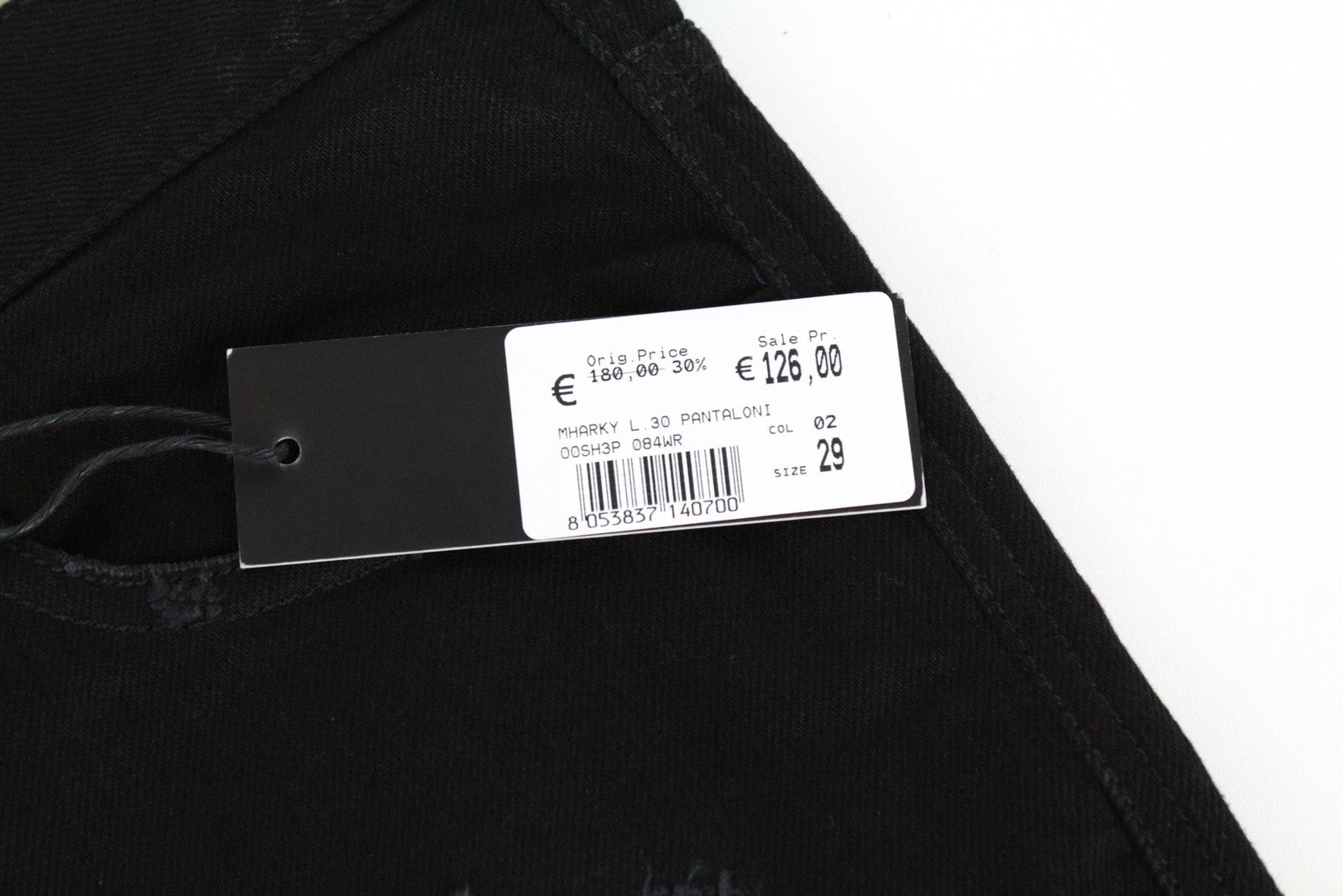 DIESEL Mharky 084WR Men Jeans W29/L30 Black Cotton Slim Skinny Fit Distressed