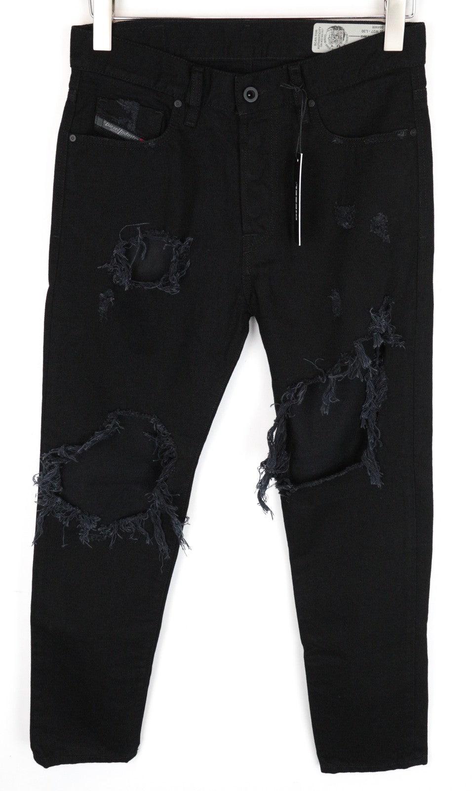DIESEL Mharky 084WR Men Jeans W29/L30 Black Ripped Denim Cotton Slim Skinny