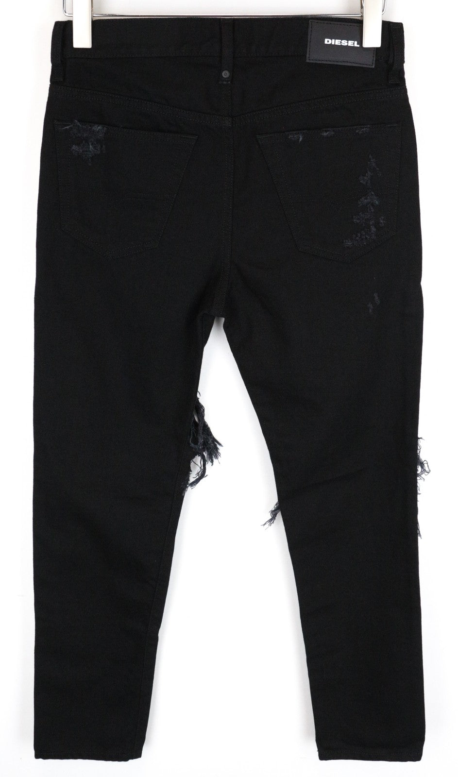 DIESEL Mharky 084WR Men Jeans W29/L30 Black Ripped Denim Cotton Slim Skinny