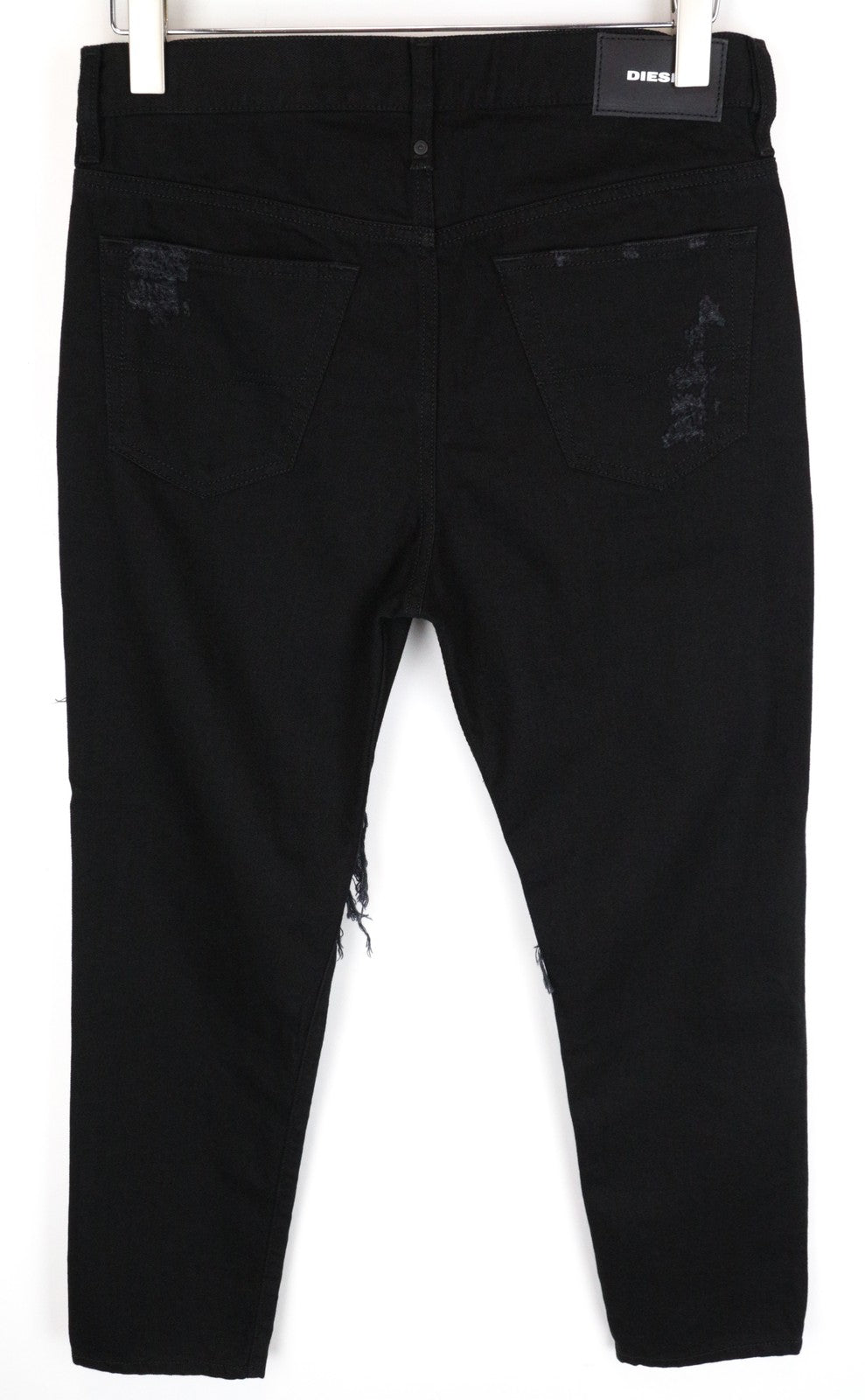 DIESEL Mharky 084WR Men Jeans W29/L30 Black Ripped Denim Cotton Slim Skinny