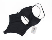 GYMSHARK Expose Women Swimwear XS One-Piece Open Front & Back Black Stretch