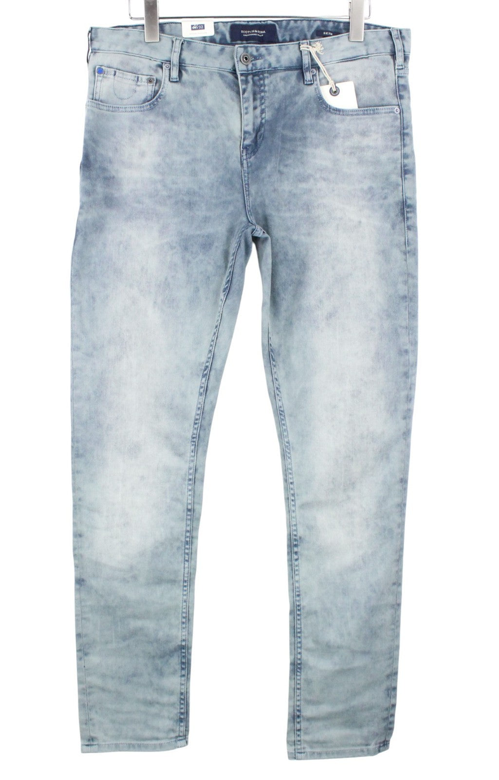SCOTCH & SODA Skim Men Jeans W34/L32 Skinny Fit Stone Washed Light Blue Stretch