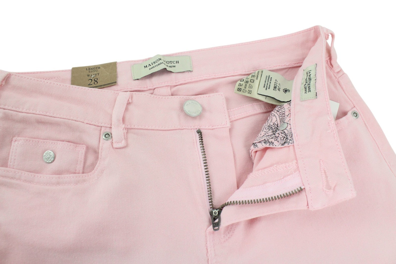 MAISON SCOTCH La Bohemienne Women Jeans W28 Mid-Rise Skinny Fit Pink Denim