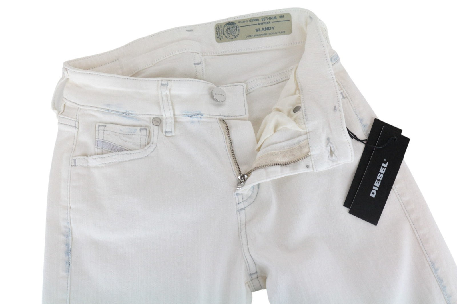 DIESEL Slandy 086AD Women Jeans W26/L32 Super Slim Fit Stretch Skinny White
