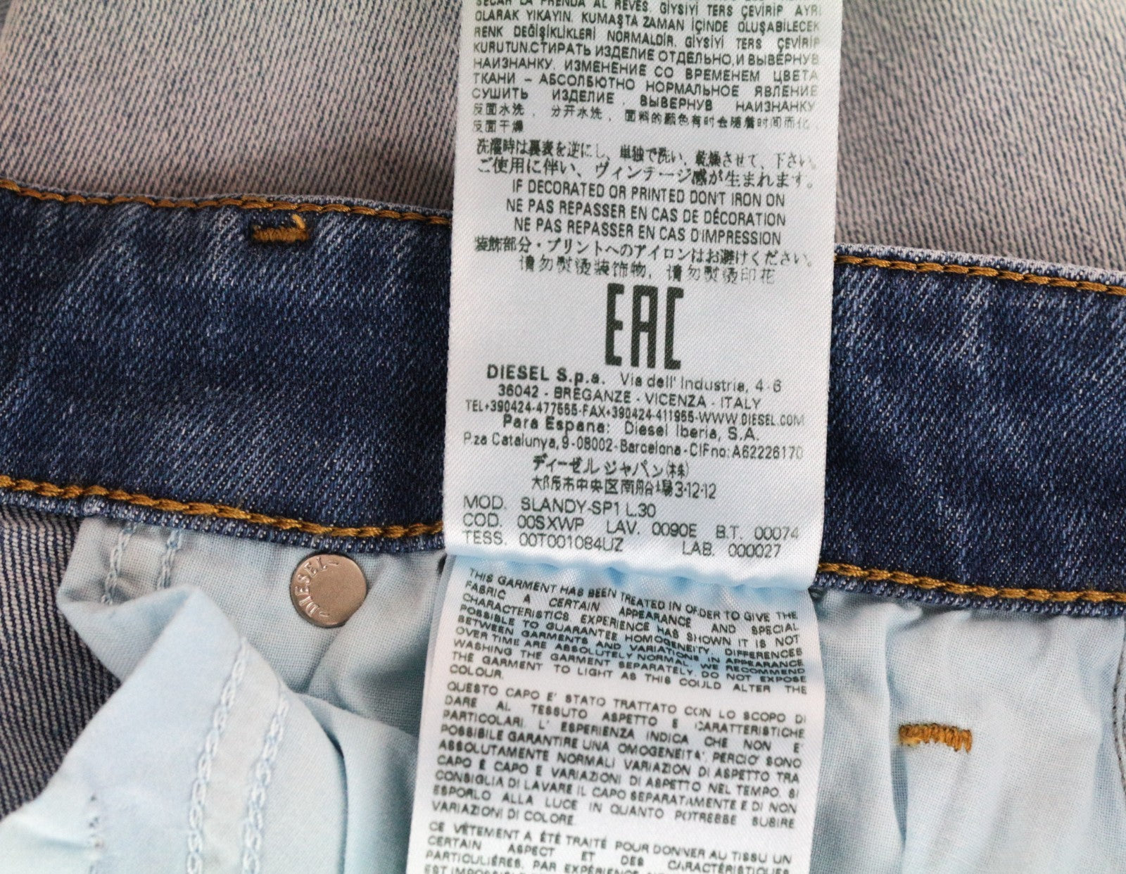 DIESEL Slandy-SP1 0090E Women Jeans W27/L30 Blue Stretch Super Slim-Skinny Fit