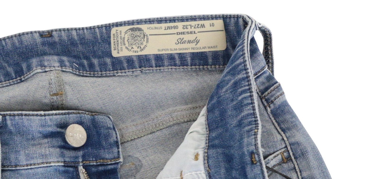 DIESEL Slandy 084MT Women Jeans W27/L32 Super Slim Skinny Fit Distressed Blue