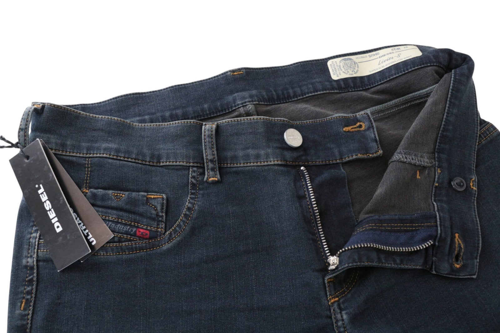 DIESEL Livier-S 084US Women Jeans W32 Stretch Jeggings Low Waist Slim Blue