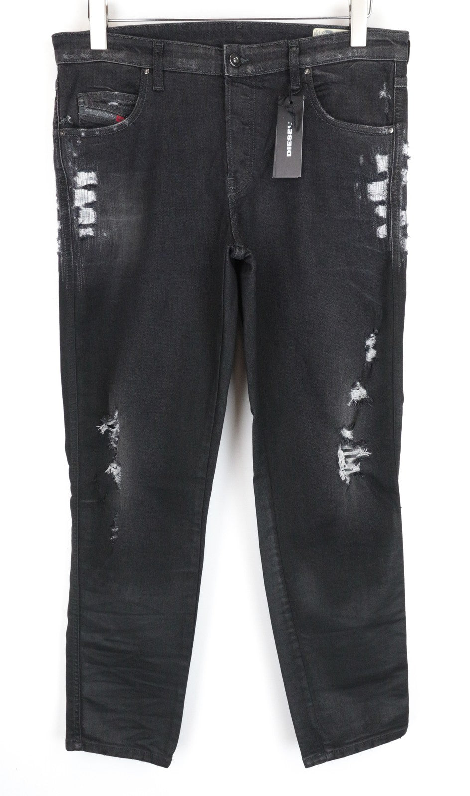 DIESEL Babhila 084YT Women Jeans W32/L32 Stretch Slim Skinny Distressed Grey
