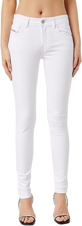 DIESEL Skinzee 0843T Women Jeans W34/L32 Super Slim-Skinny Off White Stretch