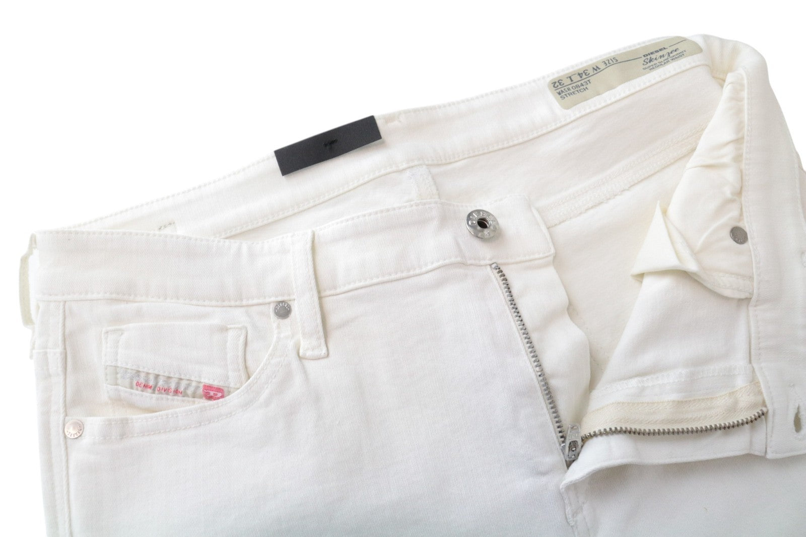 DIESEL Skinzee 0843T Women Jeans W34/L32 Super Slim-Skinny Off White Stretch