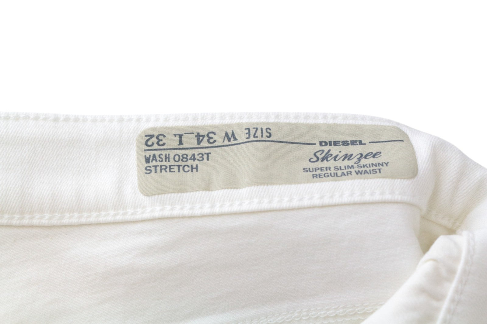 DIESEL Skinzee 0843T Women Jeans W34/L32 Super Slim-Skinny Off White Stretch