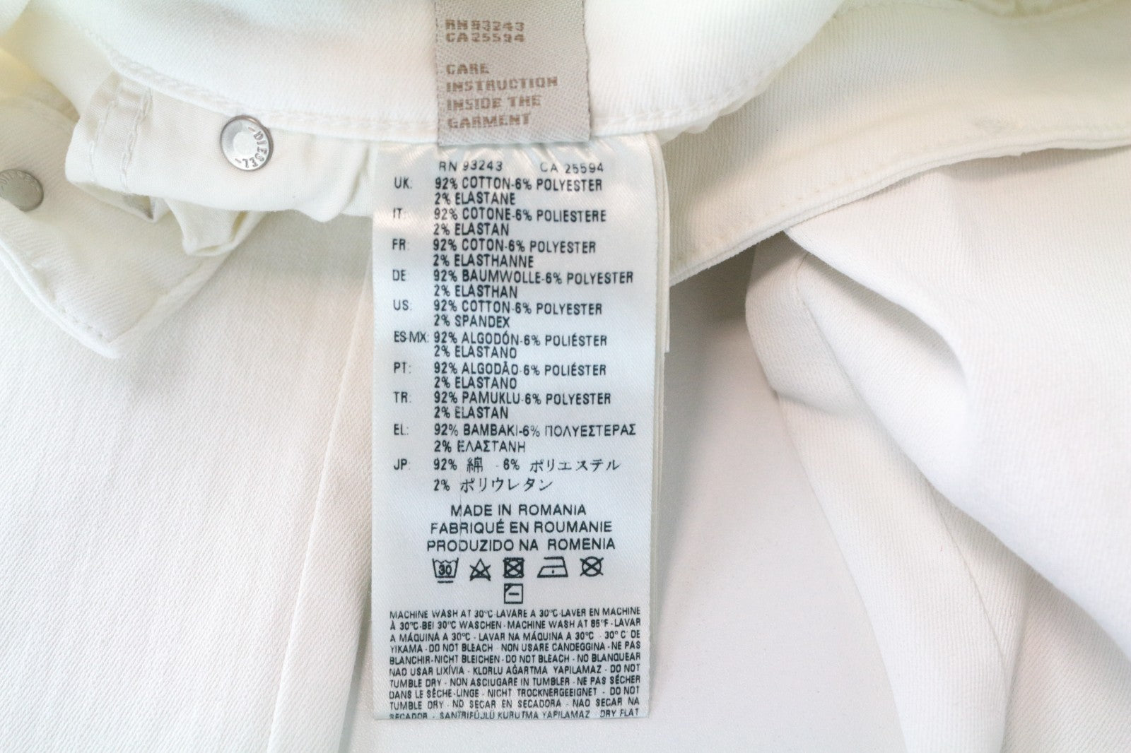 DIESEL Skinzee 0843T Women Jeans W34/L32 Super Slim-Skinny Off White Stretch
