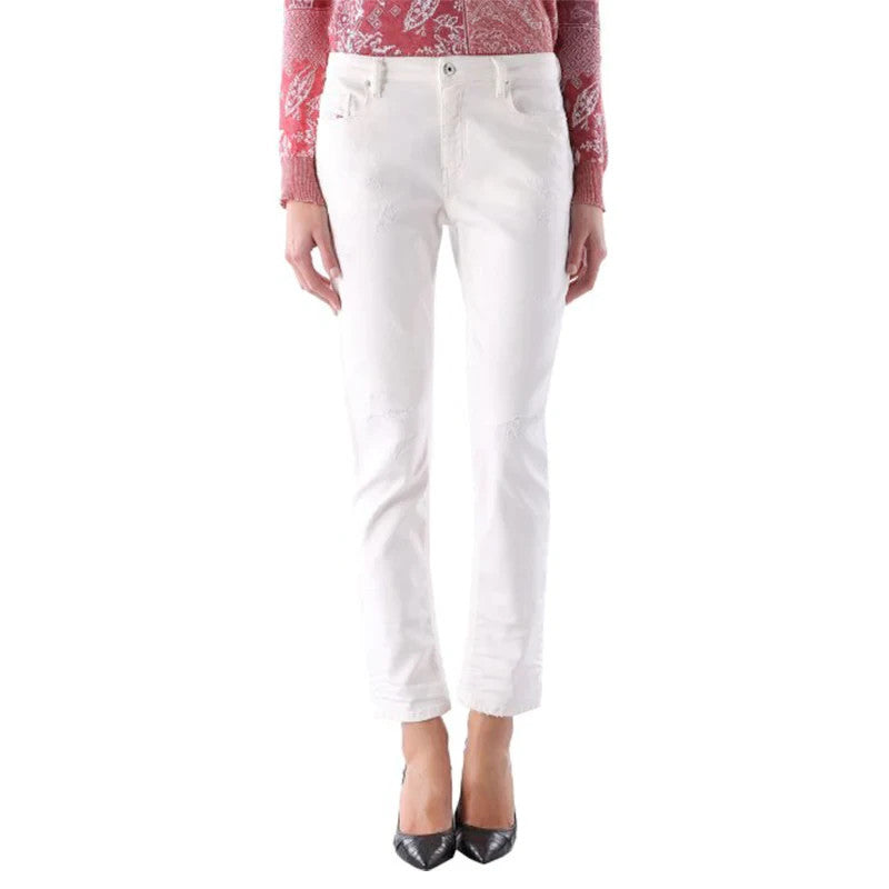 DIESEL Rizzo-NE 0672D Women Jeans W25 Sweat Jogg Slim Off White Cotton Stretch