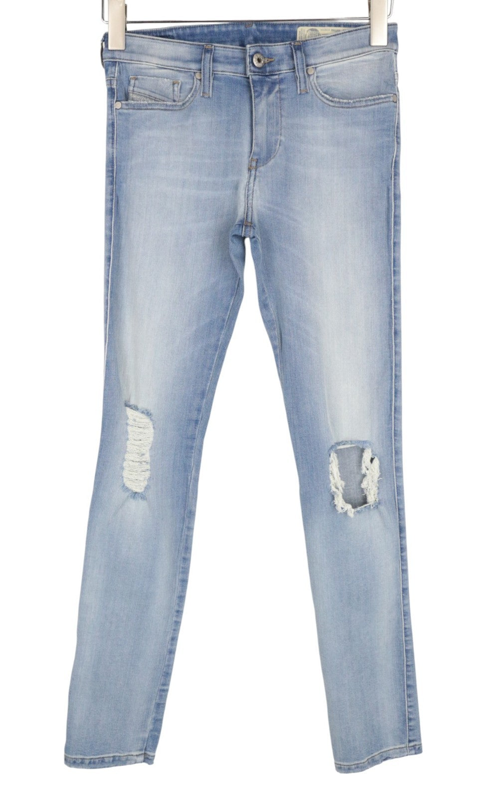 DIESEL Skinzee R4TM8 Women Jeans W26/L30 Super Slim-Skinny Blue Ripped Stretch
