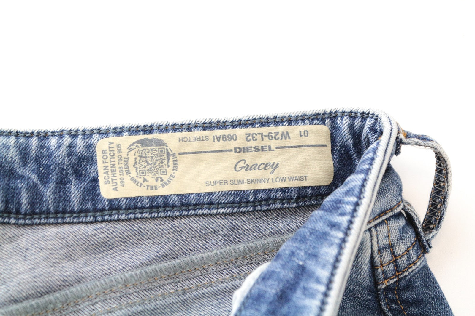DIESEL Gracey 069AI Women Jeans W29/L32 Super Slim-Skinny Blue Low Waist Stretch