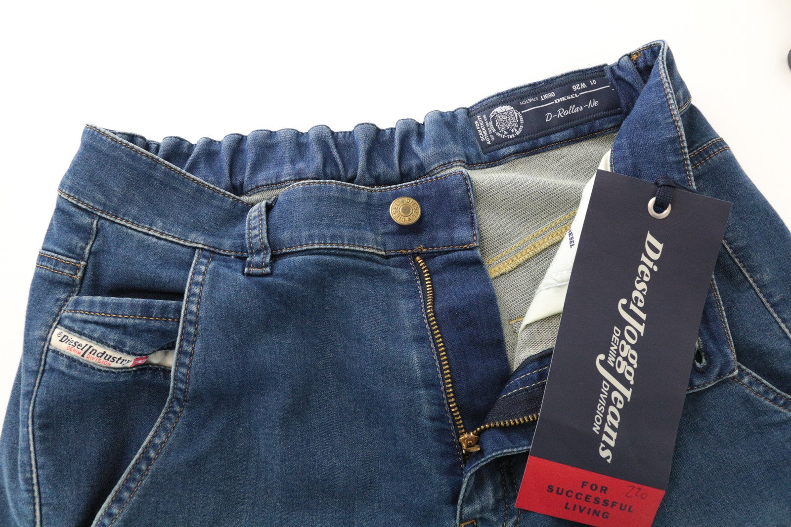 DIESEL D-Rollar-Ne 069IT Women Jeans W26 Sweat Jogg Relaxed Blue Cotton Stretch