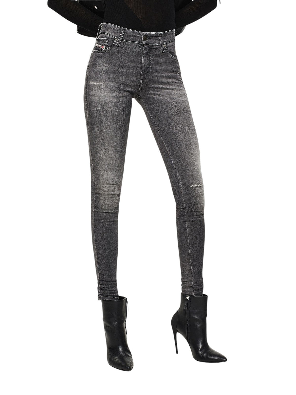 DIESEL Slandy 083AJ Women Jeans W25/L34 Super Slim-Skinny Grey Cotton Stretch