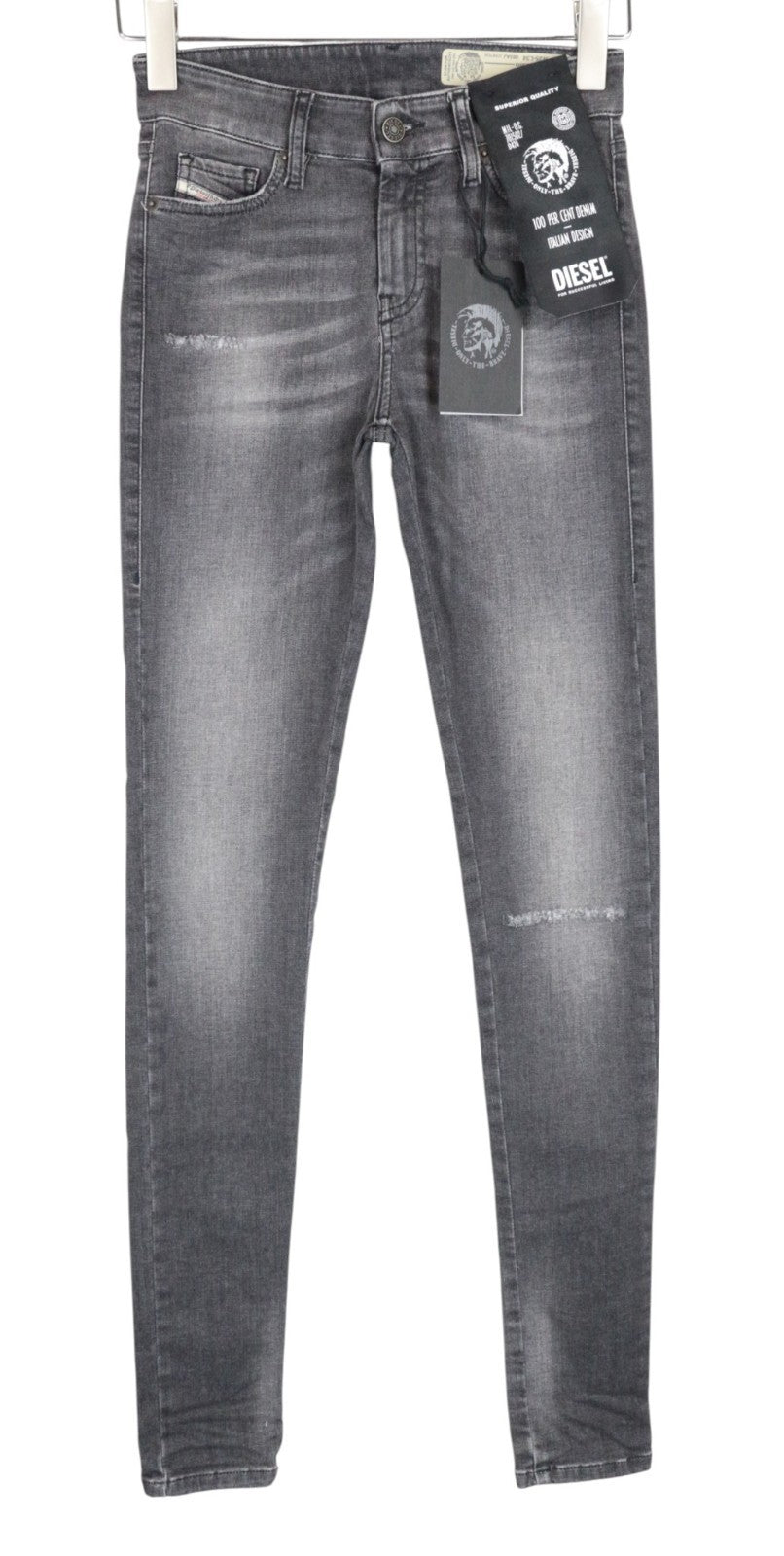 DIESEL Slandy 083AJ Women Jeans W25/L34 Super Slim-Skinny Grey Cotton Stretch