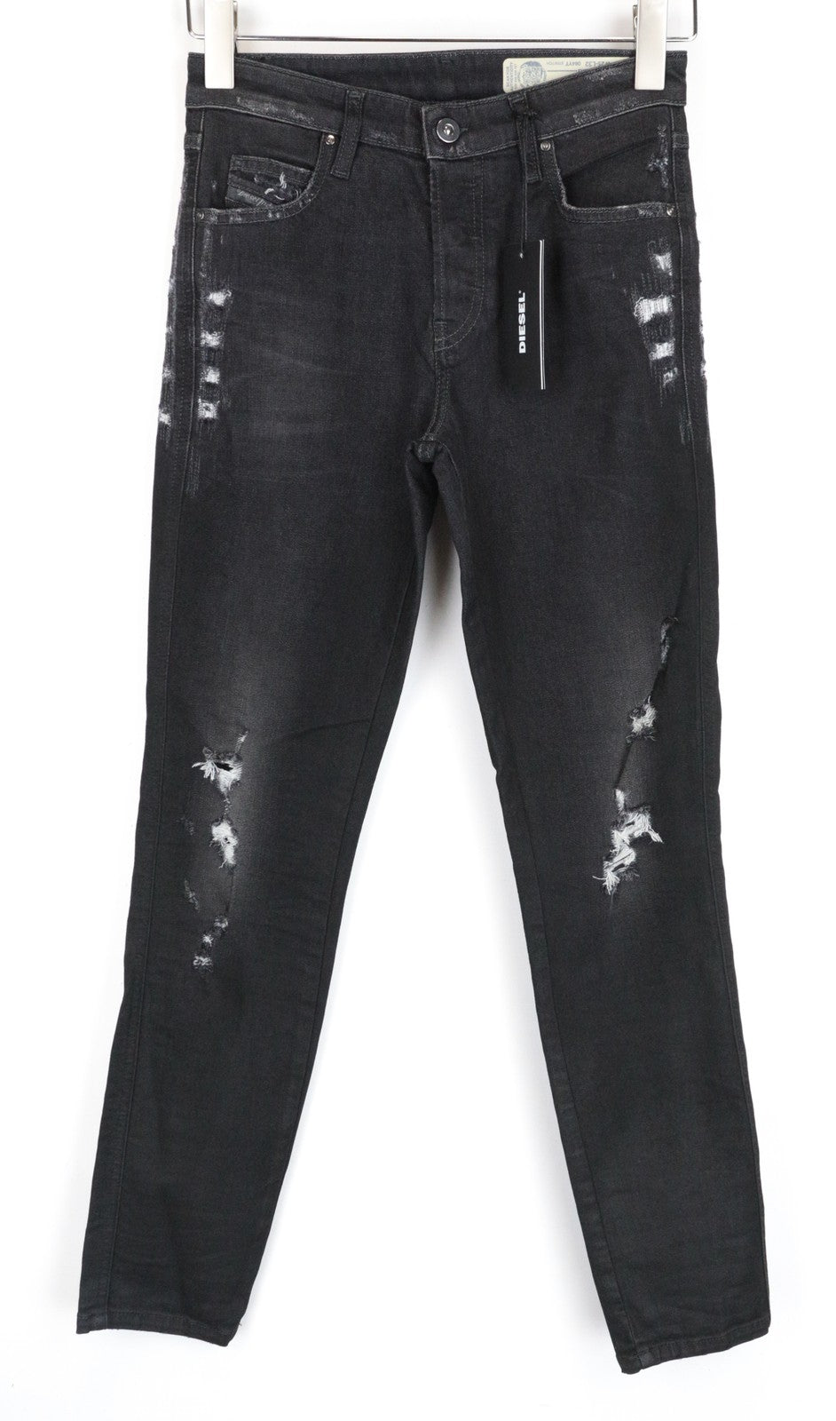 DIESEL Babhila 084YT Women Jeans W25/L32 Slim Skinny Grey Distressed Stretch
