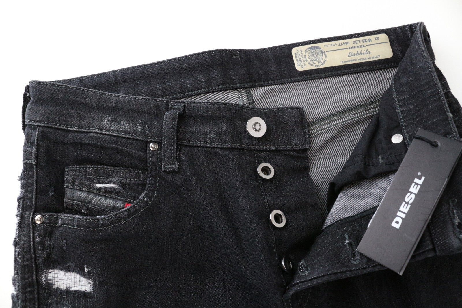 DIESEL Babhila 084YT Women Jeans W26/L30 Slim Skinny Fit Grey Denim Stretch