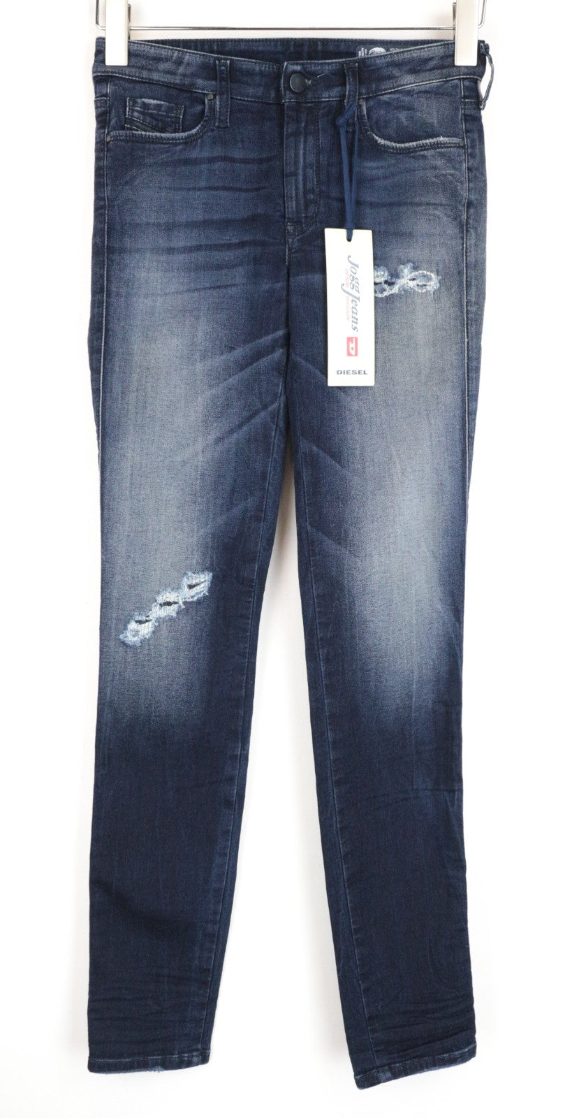 DIESEL Doris-Ne 0678S Women Jeans W26 Jogg Sweat Super Slim Blue Distressed