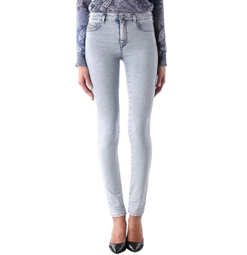 DIESEL Doris-Ne 0672C Women Jeans W26 Jogg Sweat Light Blue Stretch Super Slim