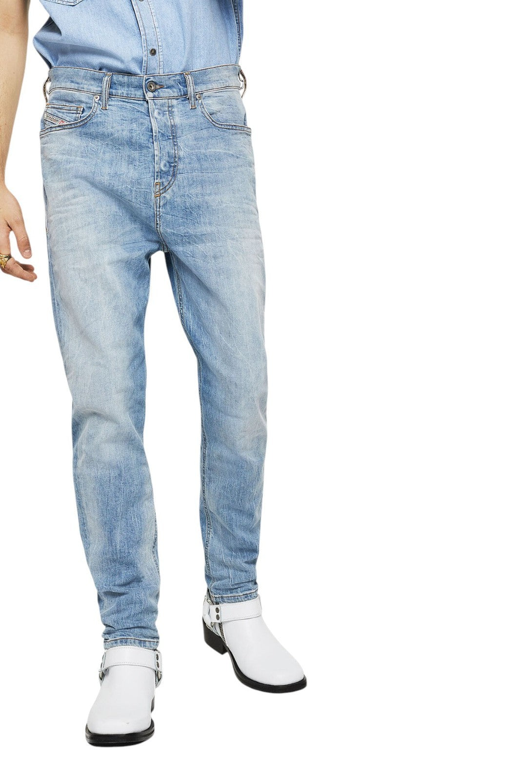 DIESEL D-Vider 081AL Men Jeans W28/L30 Carrot Blue Low Crotch Button Stretch