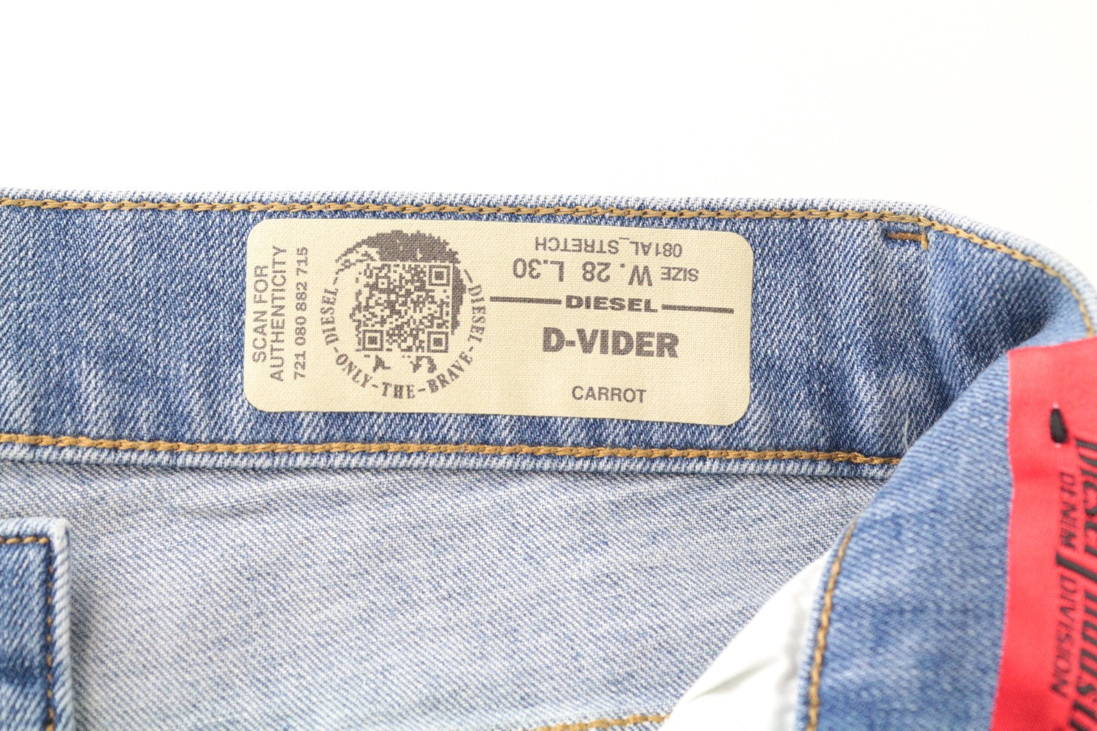 DIESEL D-Vider 081AL Men Jeans W28/L30 Carrot Blue Low Crotch Button Stretch